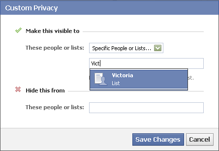 Sorry, Facebook friends in Toronto. You’re not invited. a screencap of the selection of a Facebook friends list titled 'Victoria' for post privacy