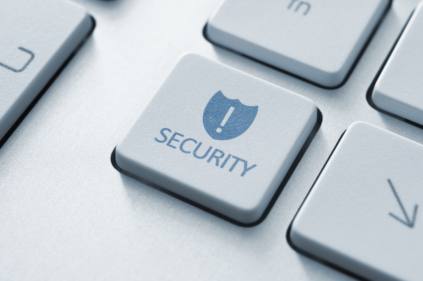 Security button on the keyboard. Toned Image.