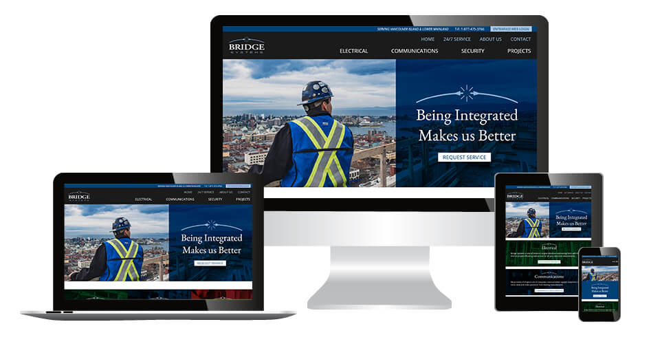 Bridge Systems website displaying on multiple devices