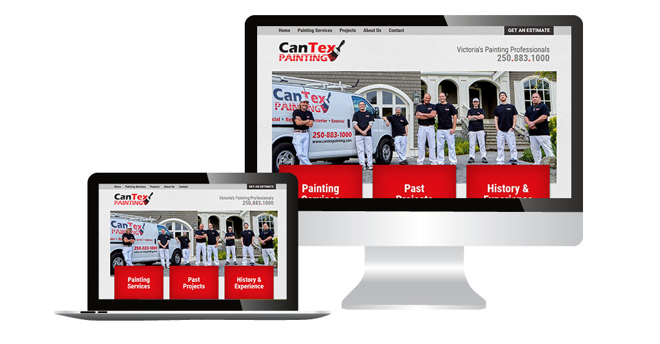CanTex Painting home page displaying on multiple devices