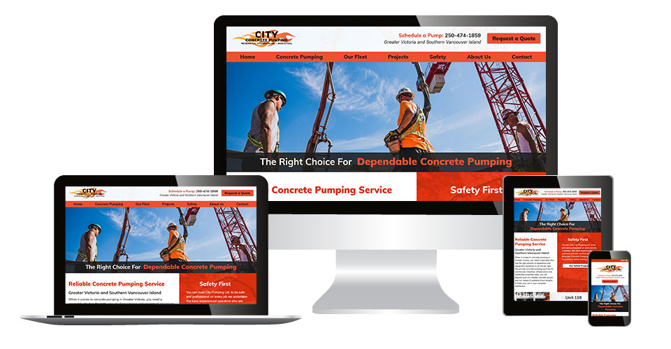 City Pumping home page displaying on multiple devices